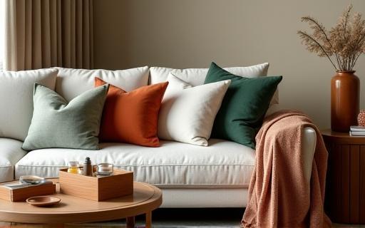 Styled living room with elegant home decor items